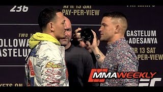 UFC 236 Face Offs Max Holloway vs Dustin Poirier Kelvin Gastelum vs Israel Adesanya [upl. by Akanke]