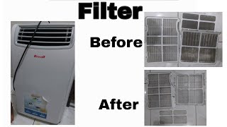 how to remove and clean the filter of dowell portable aircon [upl. by Yliram722]