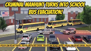 Greenville Wisc Roblox l School Bus Escape CRIMINAL MANHUNT CHASE Roleplay [upl. by Nekial93]