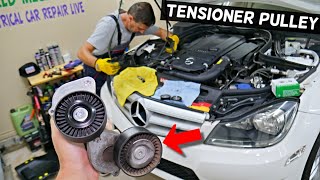 SERPENTINE BELT TENSIONER REPLACEMENT MERCEDES C250 C200 C180 E250 E200 SLK200 SLK250 [upl. by Auqinal585]