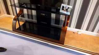 BellO CW343 Curved Wood TV Stand Product Overview [upl. by Akinej]