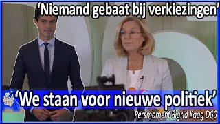 D66 verkiest onderhandelen boven verkiezingen  Persmoment Sigrid Kaag [upl. by Palmira]