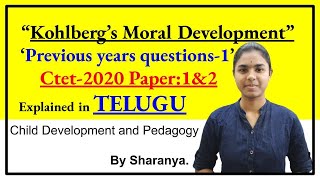 Kohlbergs Moral Development previous years questions part 1  CDP  Ctet Telugu  Ctet 2020 [upl. by Bertie]