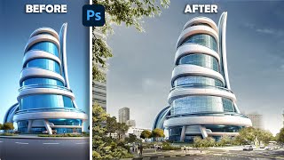 Using photoshop to improve ARCHITECTURAL renders postproduction architecturevisualization [upl. by Giorgi]