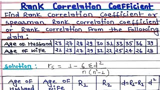 Spearmans Rank Correlation Coefficient  Problem 1  Rank Correlation Non repeated [upl. by Annaeiluj175]