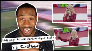 KB REACTS to Lady Gaga National Anthem at Super Bowl 50 [upl. by Llednar672]