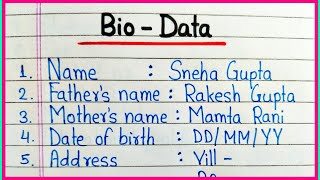 How to make Biodata in English  Biodata format  Biodata kaise likhe  Biodata writing in English [upl. by Neit436]