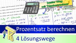 Prozentsatz berechnen 4 Lösungswege [upl. by Nilcaj]