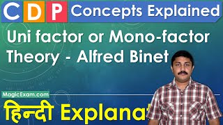 Uni factor or Monofactor Theory  Alfred Binet CDP Concepts हिन्दी Explanation [upl. by Llenart]