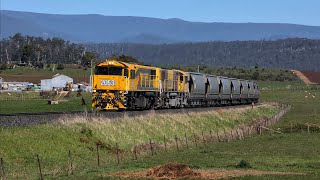 TasRail 2053 2054 46 Coal train crossing Bengeo Road [upl. by Mokas990]