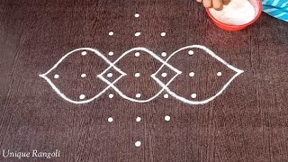 Easy kolam with 7 dots  Simple rangoli with 7 dots  Chikku muggu  Tippudu muggu by Unique Rangoli [upl. by Haras606]