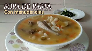 Cómo hacer SOPA DE MENUDENCIAS CON PASTA│Receta económica [upl. by Fante]