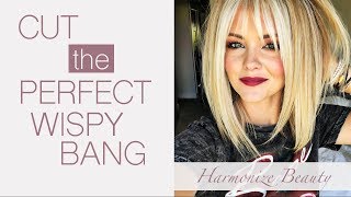 How to get the perfect wispy bangs  HarmonizeBeauty [upl. by Ellatnahc]