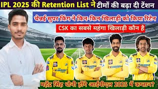 IPL Retention List 2025  CSK Retined Player Csk ने कितना खिलाड़ी को रिटेन किया CSK captain MS Dhoni [upl. by Sladen997]