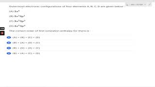 Outermost electronic configurations of four elements A B C D are given below [upl. by Zulch]