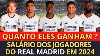 SALÁRIO DOS JOGADORES DO REAL MADRID EM 2024 VINICIUS JUNIOR RODRYGO BELLINGHAM MODRIC RUDIGER [upl. by Lotti]