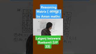 Reasoning Matrix  आव्यूह  by Aman maths [upl. by Lanahtan]