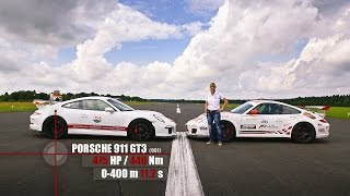 Porsche 991 GT3 vs 997 GT3 RS Sabine Schmitz  Drag Battle [upl. by Onilegna]