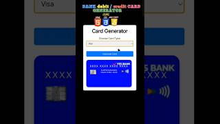 BANK debit credit card generator using html css amp javascript atmcardgenerator [upl. by Delly]