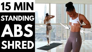 NO JUMPING STANDING ONLY ABS WORKOUT  FLAT STOMACH TOTAL CORE 🔥 [upl. by Aber848]