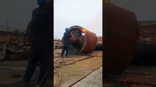 Gas welding cutting process for roller shaft [upl. by Dodson]