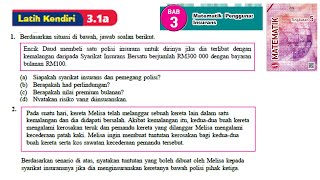 KSSM Matematik Tingkatan 5 latih kendiri 31a no1no2 bab 3 Matematik Pengguna Insurans buku teks [upl. by Oak]