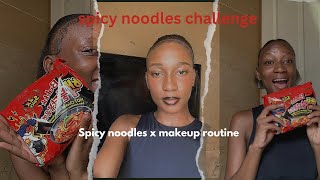 Spicy noodles challenge  makeup routine  must watch [upl. by Philomena71]