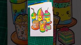 Smoothies kawaii coloring art art shorts reels food drawing coloring diy cartoon fyp [upl. by Lehcsreh]