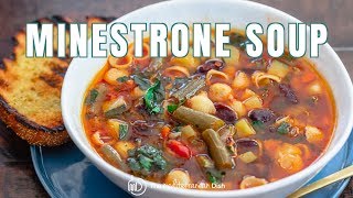 Simple Vegetarian Minestrone Soup  The Mediterranean Dish [upl. by Omura83]