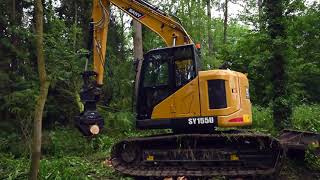 Sany SY155U excavator on storm clearup operation [upl. by Gabie]