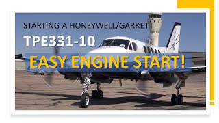 Starting a HoneywellGarrett TPE33110 on a King Air B100 [upl. by Lorak]