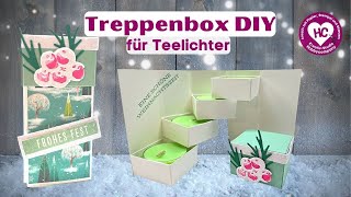 Treppenbox für 4 Teelichter basteln  Anleitung [upl. by Modnarb]