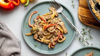 Keto Steak Stirfry Recipe with Creamy Asiago Sauce [upl. by Cline298]