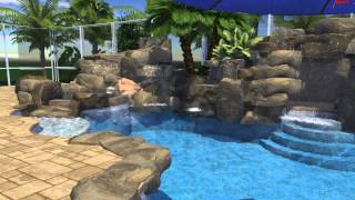 Custom pool with rock waterfall amp slide [upl. by Karisa]