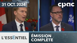 LEssentiel  Ottawa dénonce les nouvelles mesures du Québec en immigration – 31 octobre 2024 [upl. by Siravrat884]