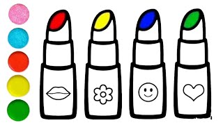 Lipstick drawing for children and toddlers easy painting for kids [upl. by Sirak]