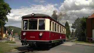 Züge zum Bahnhofsfest Wernigerode  Gasttriebwagen und Rollbockzug [upl. by Yenaffit]