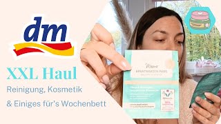 XXL DM Haul🧴• so klappt das stillen 🩵 • shoppen fürs Wochenbett  Putzmittel Kosmetik amp mehr 🛍️ [upl. by Fanchan]