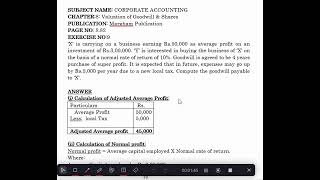 PAGENO882EXERCISENO9CORPORATE ACCOUNTINGCHAPTER8VALUATION OF GOODWILLMARGHAM PUBLICATION [upl. by Lacey]