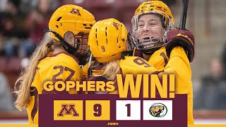 Highlights 3 Gopher Womens Hockey Sweeps Bemidji State [upl. by Nohtanoj]