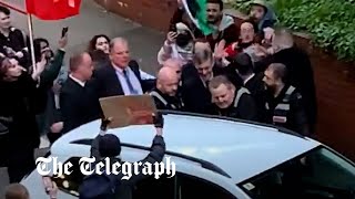 Tory MP Jacob ReesMogg chased by students at Cardiff University [upl. by Elizabet629]