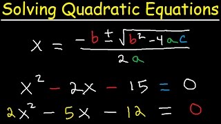 Solving Quadratic Equations Using The Quadratic Formula amp By Factoring  Algebra 2 [upl. by Tolmach]