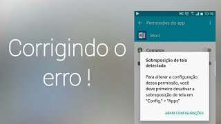 Como resolver Erro de Sobreposição de Tela nas Permissões dos Aplicativos Android [upl. by Pump]