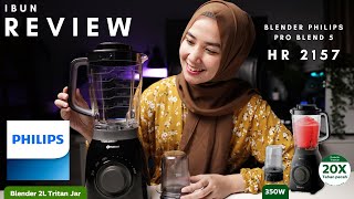 Ibun Review  Review Kilat Blender Philips Pro Blend 5 HR 2157  Demo Penggunaan  4K [upl. by Sitoel453]