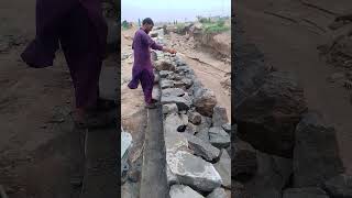 stone masonry nullah working beautiful ytshorts nature construction trending viralvideo [upl. by Olivia541]