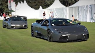 RARE Lamborghini Reventon Coupe and Roadster start up driving and revs [upl. by Azyl]