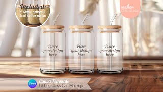 16 Oz Libbey Glass Can Mockup Canva Template Tutorial [upl. by Laurinda]