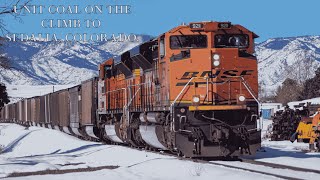 BNSF Unit Coal Train climbing to Sedalia Colorado joint line [upl. by Lachlan304]