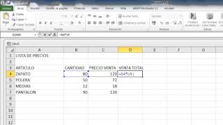 Formula para multiplicar cantidades en Excel [upl. by Yenreit615]