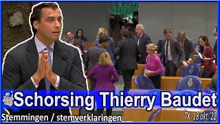 Meerderheid Tweede Kamer stemt voor schorsing Thierry Baudet  Stemming amp Stemverklaringen TK [upl. by Falito]